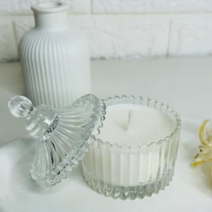 Edhas Luxury Scented Candle – Elegant Ribbed Glass Jar